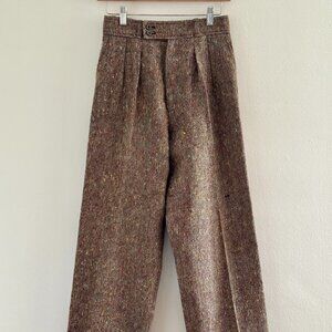 Saint Laurent YSL Vintage Rive Gauche Wool Trousers Brown Multicolor 26w